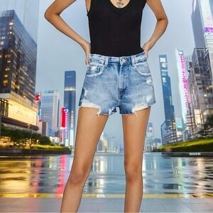 NWT Women's Jean Shorts Zara Pacsun High-rise Ripped Vintage Denim Blue Shorts